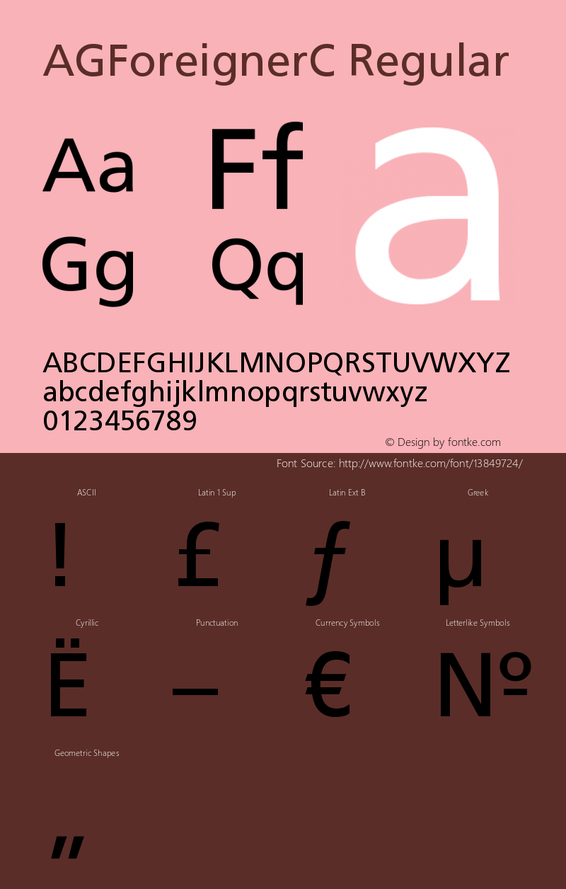 AGForeignerC Regular OTF 1.0;PS 001.000;Core 116;AOCW 1.0 161 Font Sample