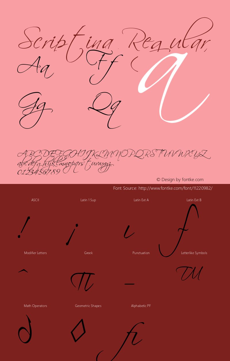 Scriptina Regular Version 001.000 Font Sample