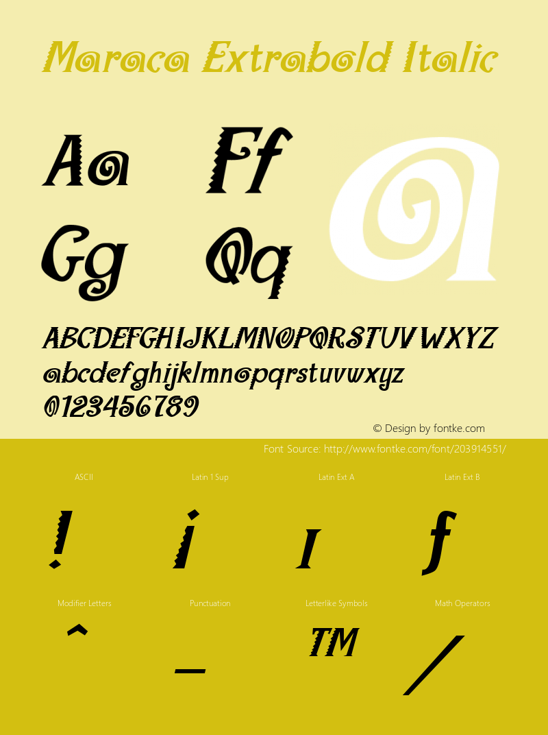 Maraca Extrabold Italic The WSI-Fonts Professional Collection图片样张