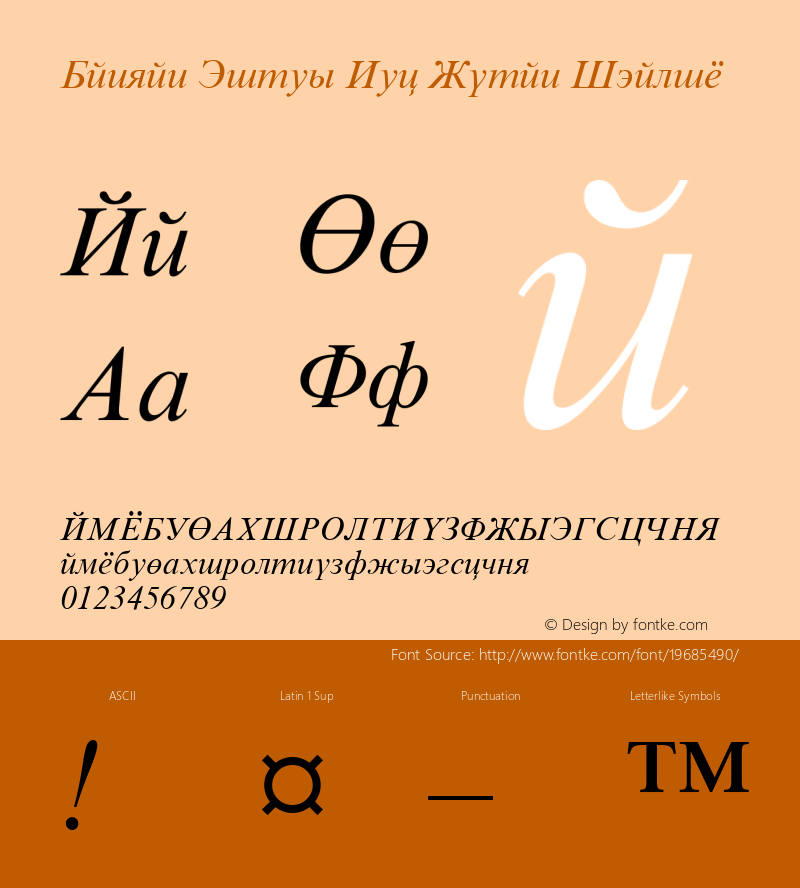 Danzan Times New Roman Italic Version 1.0 Font Sample