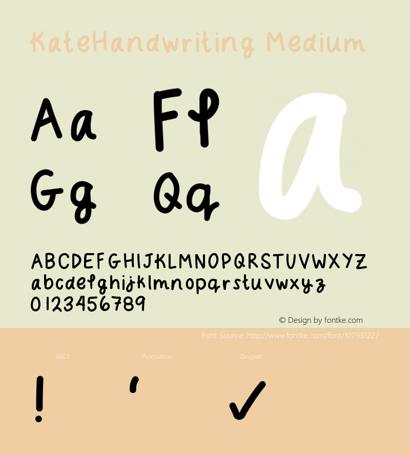 KateHandwriting Medium Version 001.000 Font Sample