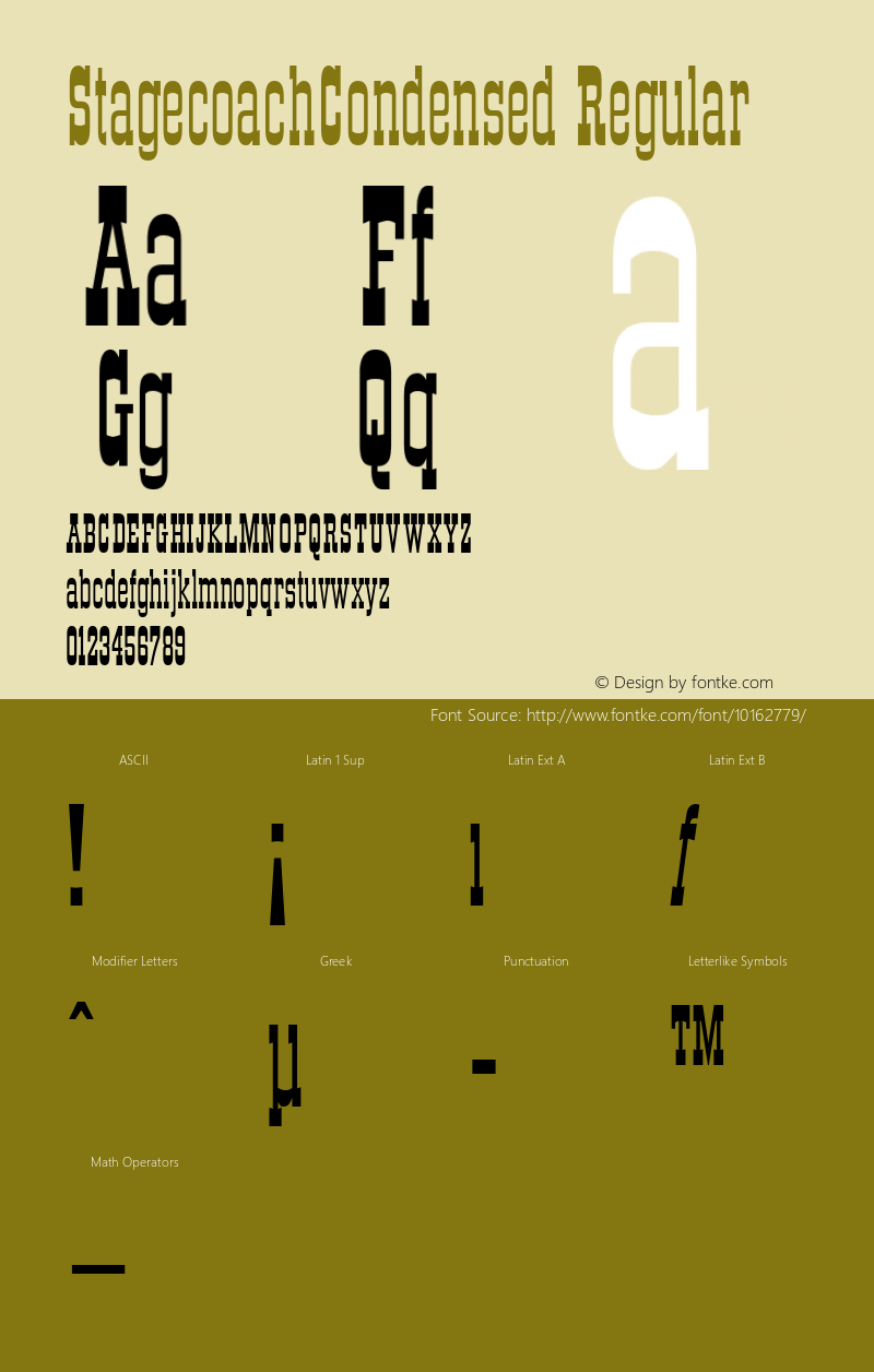 StagecoachCondensed Regular Rev. 003.000 Font Sample