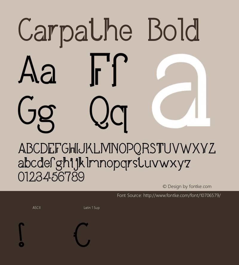 Carpathe Bold Version 001.000 Font Sample