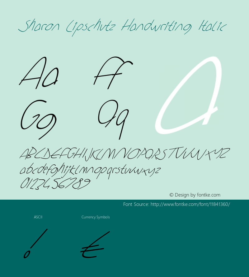 Sharon Lipschutz Handwriting Italic Version 1.000 Font Sample