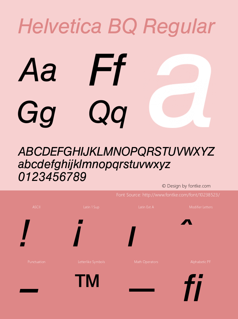 Helvetica BQ Regular 001.000 Font Sample