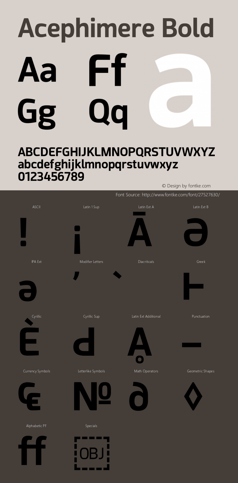 Acephimere Bold Version 1.01 August 4, 2018 Font Sample