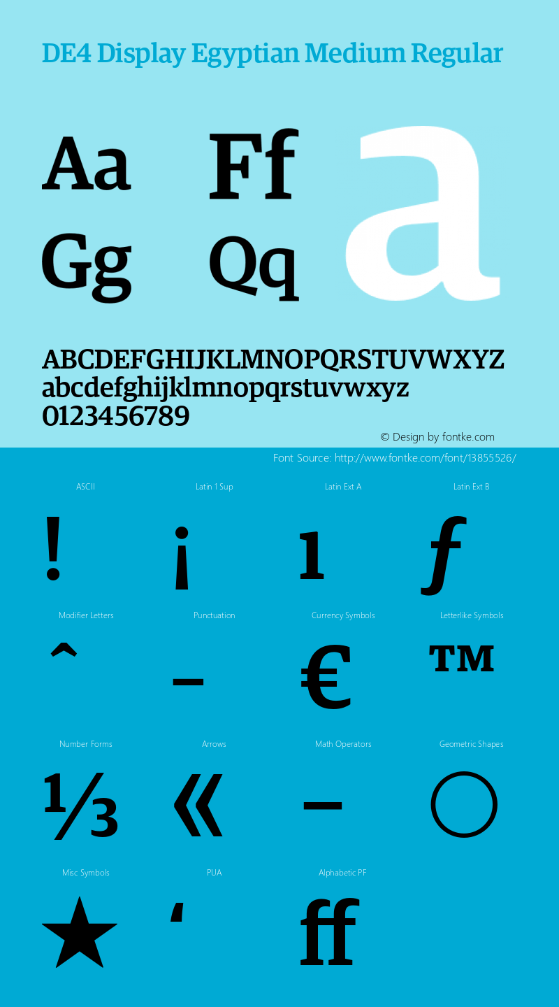 DE4 Display Egyptian Medium Regular 001.000 Font Sample