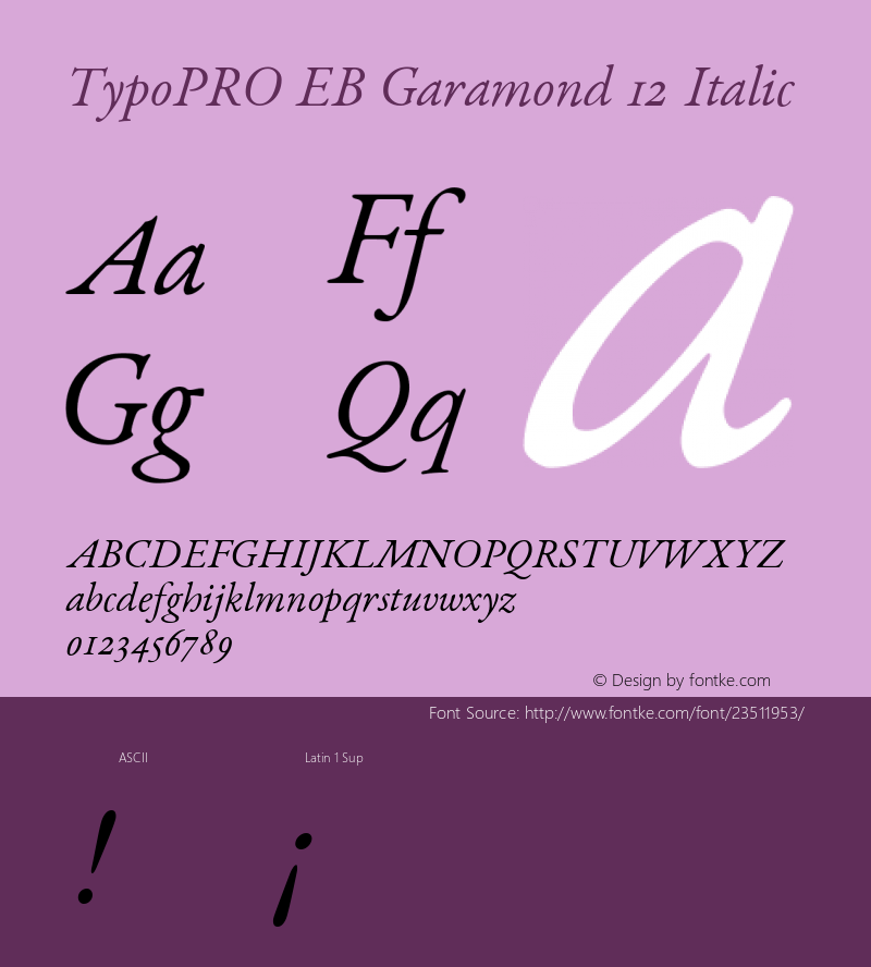 TypoPRO EB Garamond 12 Italic Version 000.014 Font Sample