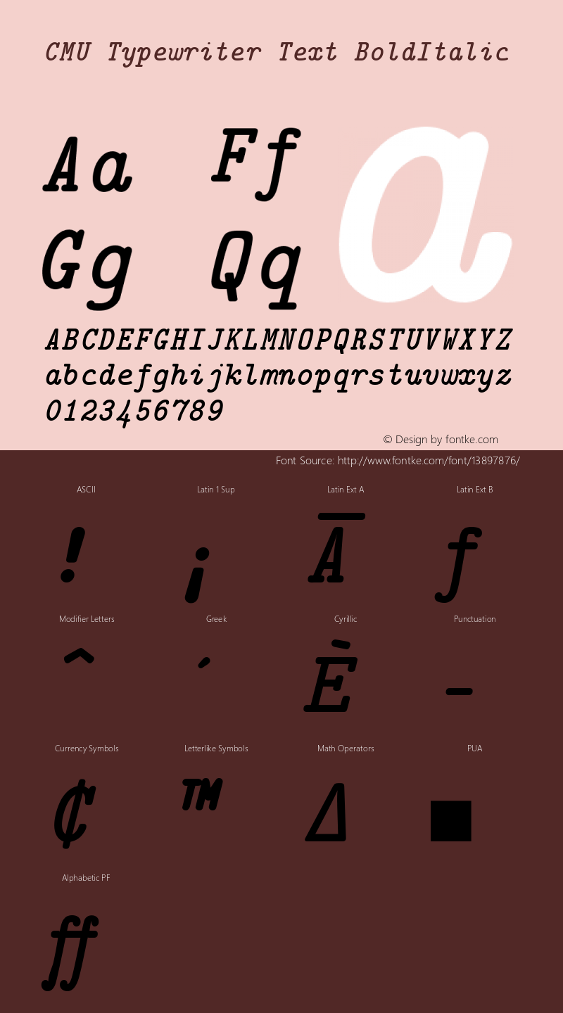 CMU Typewriter Text BoldItalic Version 0.7.0 Font Sample