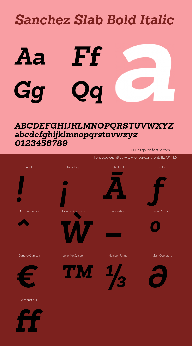 SanchezSlab-BoldItalic 1.000 Font Sample