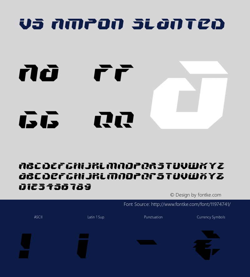 V5 Ampon Slanted Macromedia Fontographer 4.1 12/14/00 Font Sample