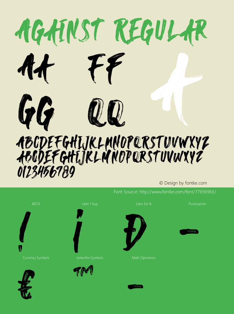 Against Version 1.00;June 12, 2020;FontCreator 12.0.0.2563 64-bit Font Sample