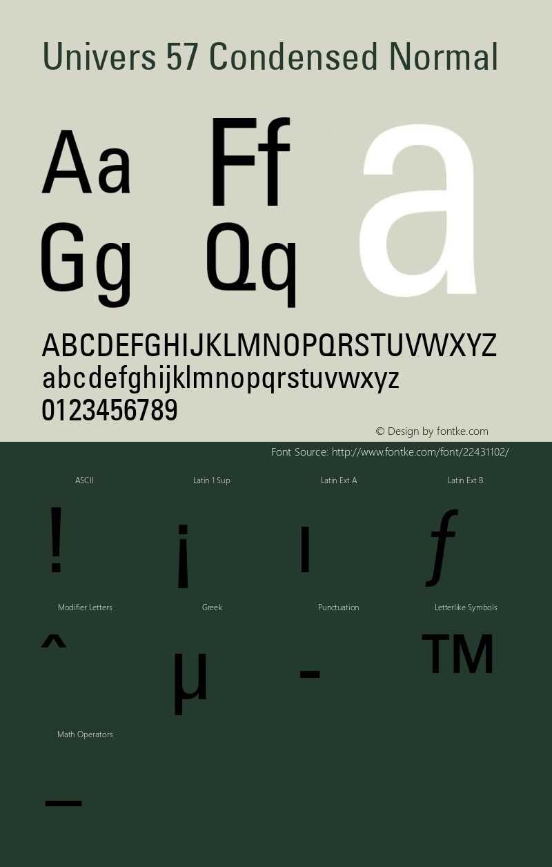 Univers Condensed Lino 28.4.98 Font Sample