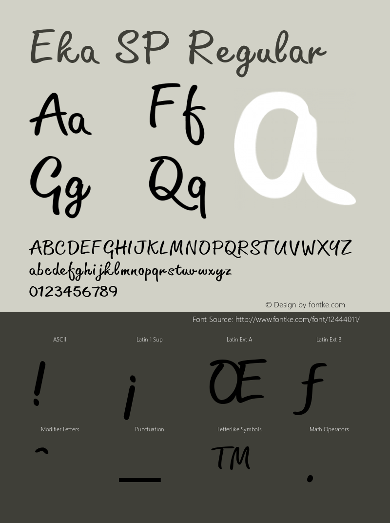 Eka SP Regular Unknown Font Sample