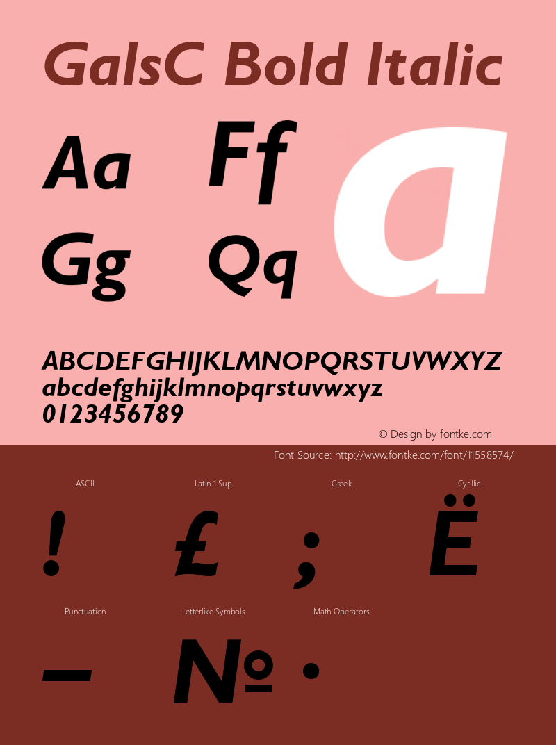 GalsC Bold Italic Version 004.001 Font Sample