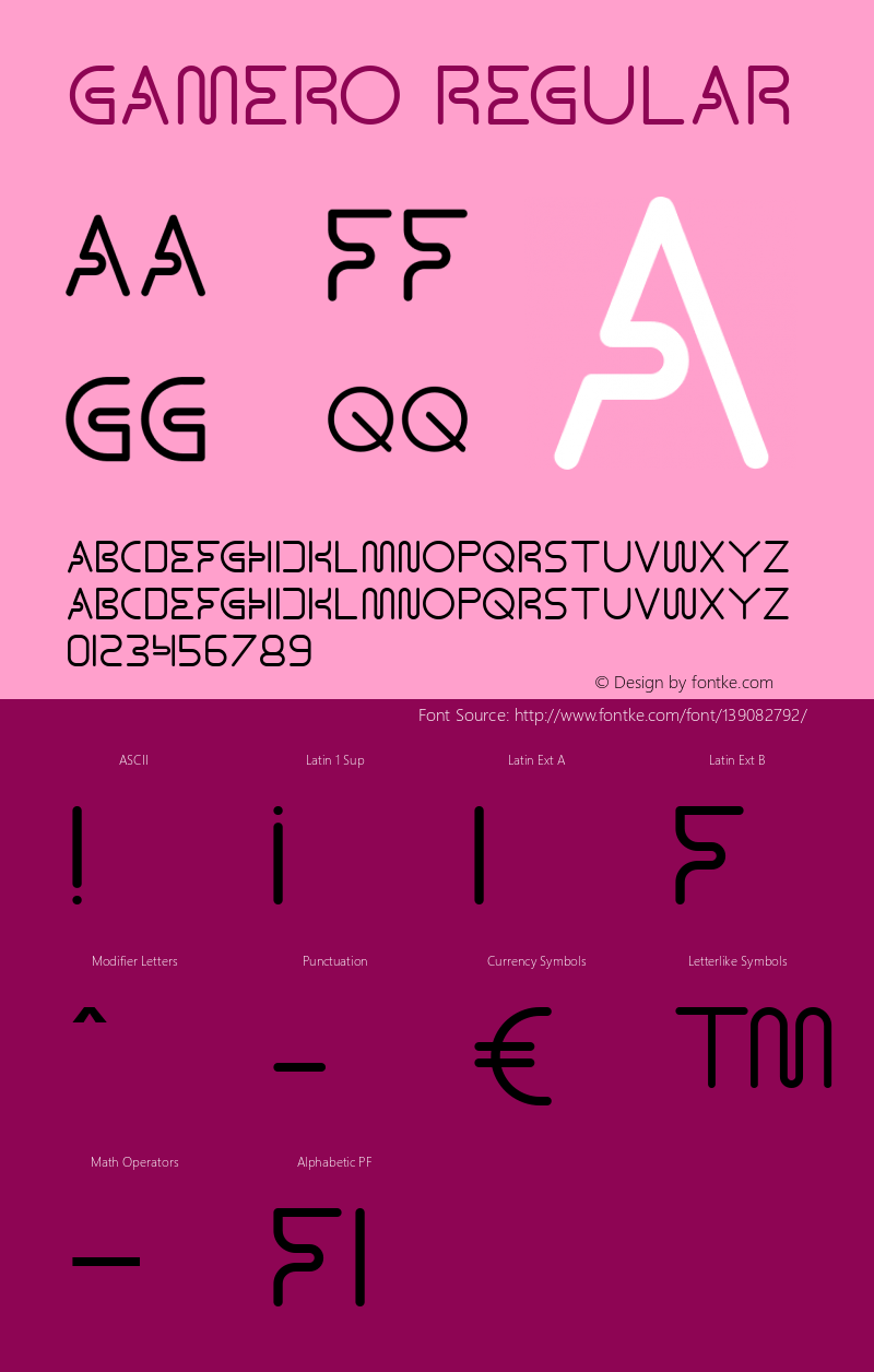 Gamero Version 1.000 Font Sample