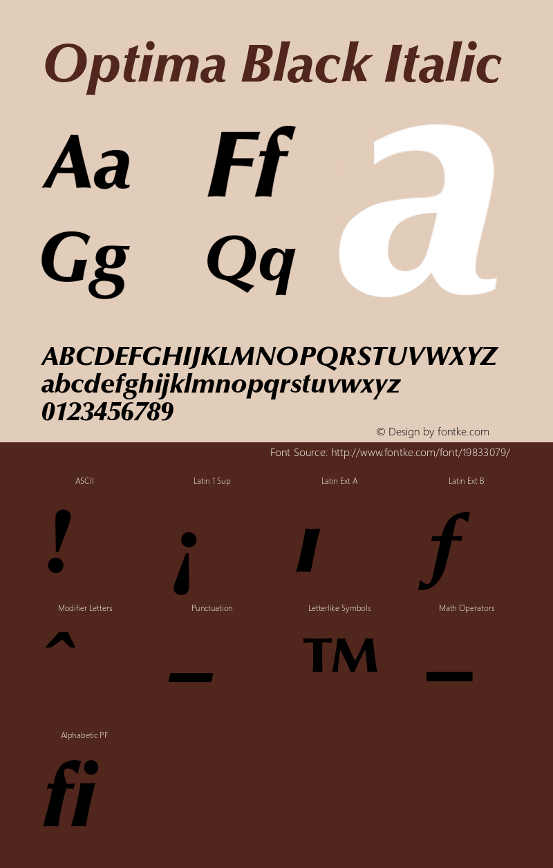 Optima-BlackItalic 001.000 Font Sample