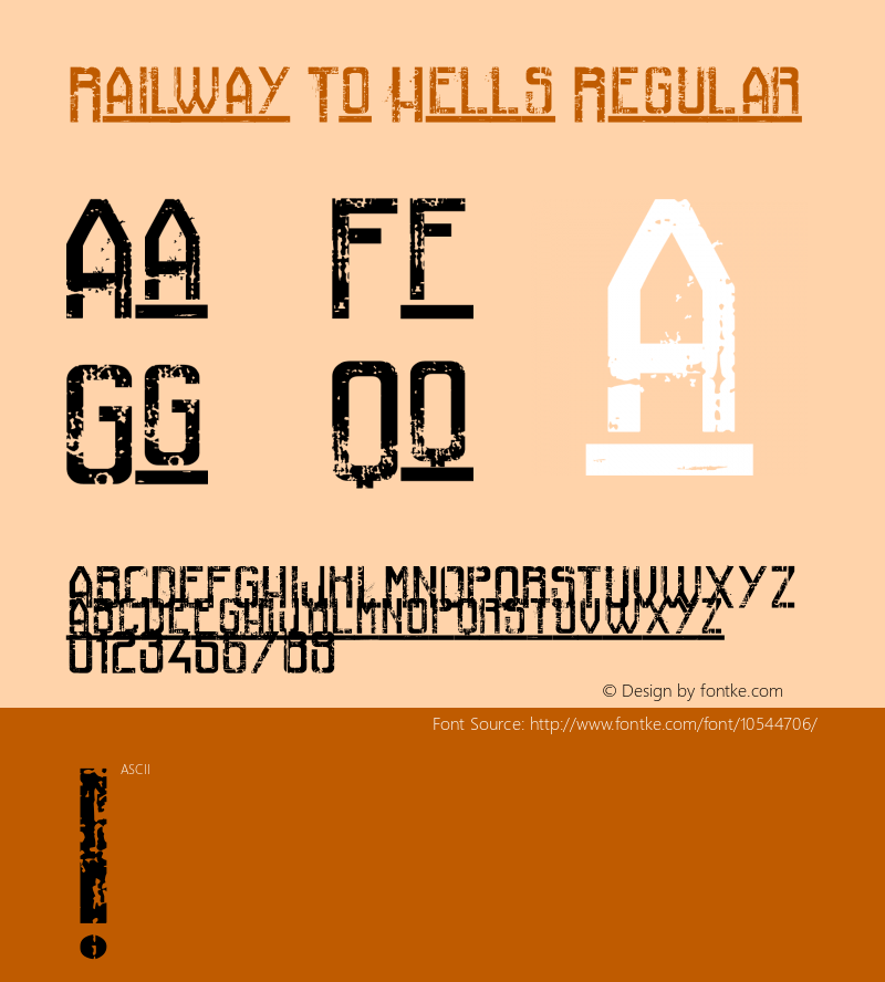 Railway To Hells Regular Version 1.00 March 2, 2014, initial release Font Sample