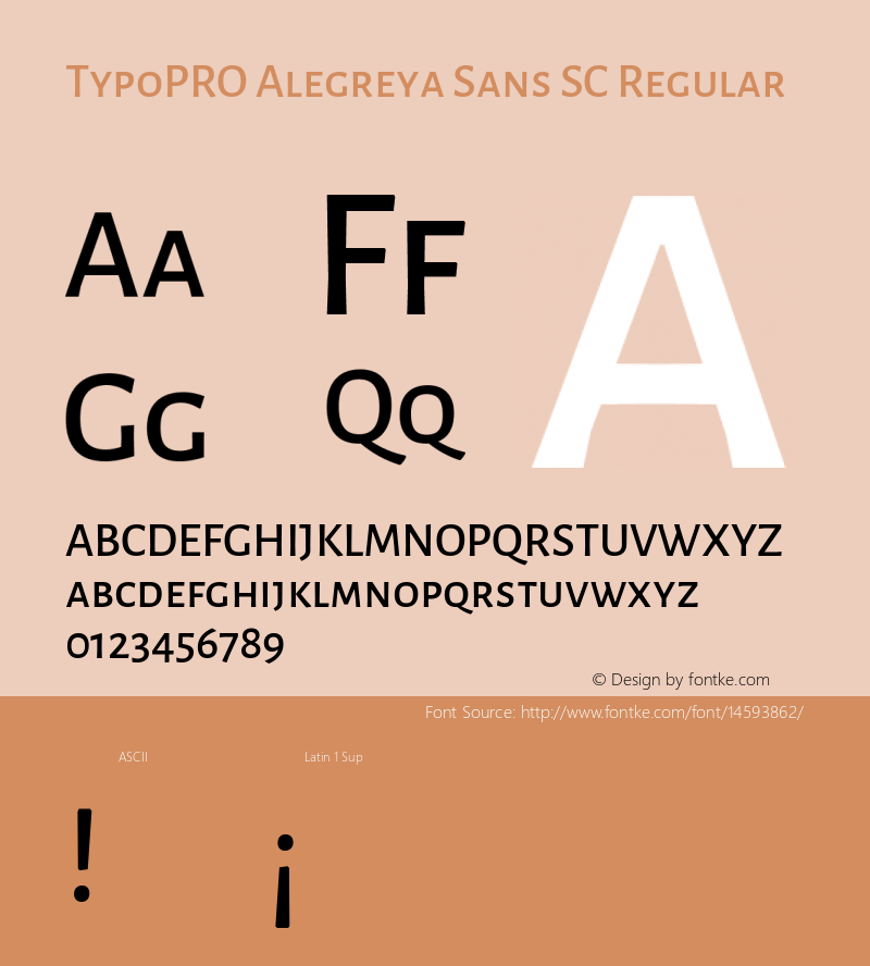 TypoPRO Alegreya Sans SC Regular Version 1.000;PS 001.000;hotconv 1.0.70;makeotf.lib2.5.58329 DEVELOPMENT Font Sample