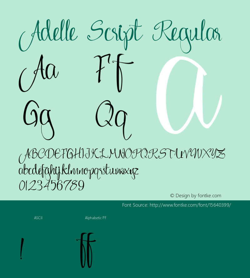 Adelle Script Regular Version 1.000 Font Sample