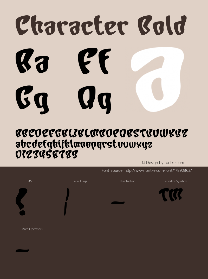 Character Bold Macromedia Fontographer 4.1J 01.1.23 Font Sample