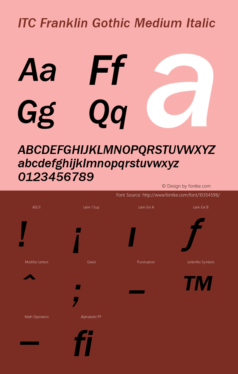 ITC Franklin Gothic Medium Italic Version 001.000 Font Sample