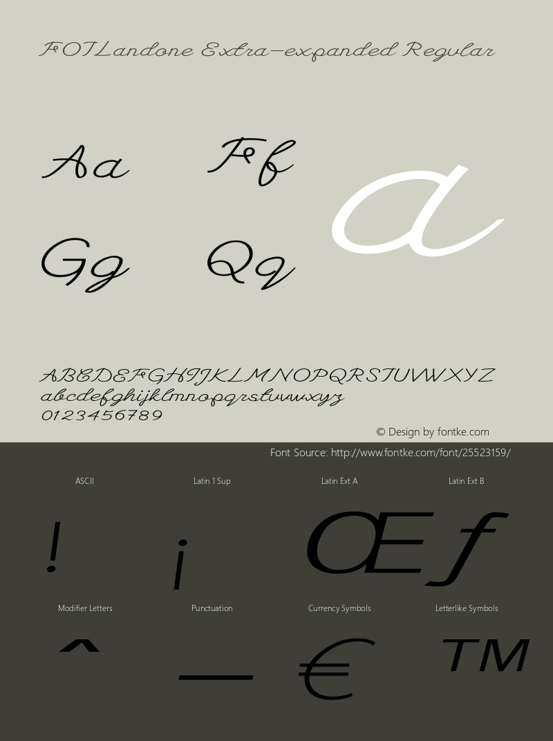 FOTLandone-ExtraexpandedRegular Version 1.000 Font Sample