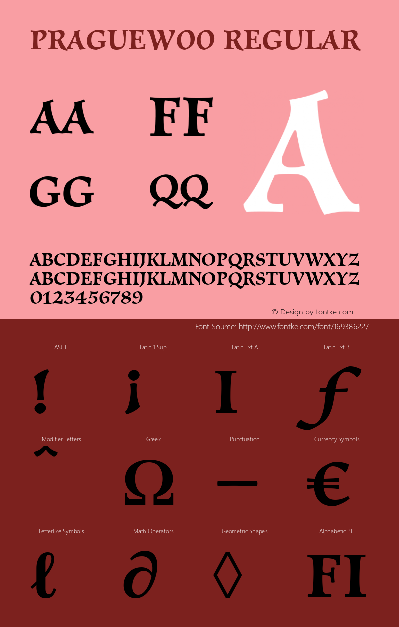 PragueW00 Regular Version 1.00 Font Sample