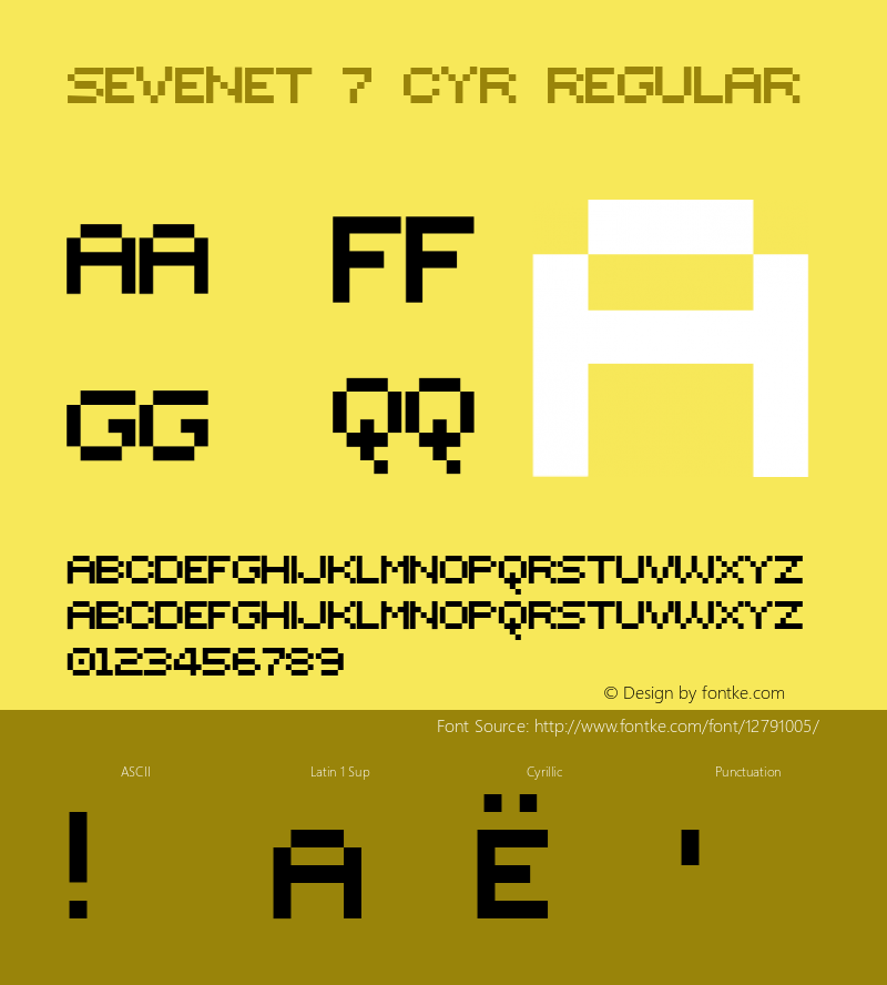 Sevenet 7 Cyr Regular Version 1.1; 2000 Font Sample