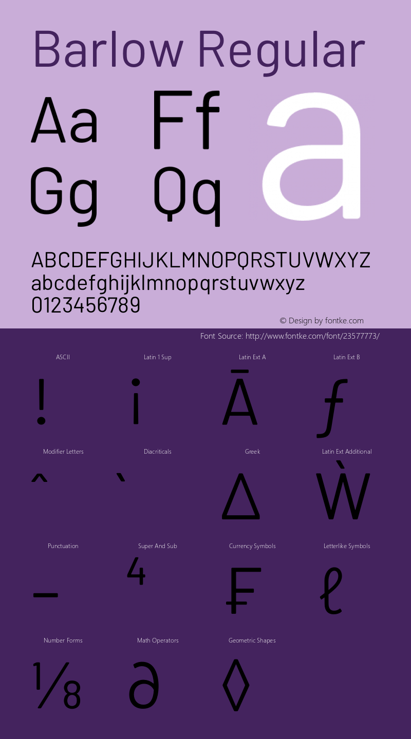 Barlow Regular Development Version Font Sample