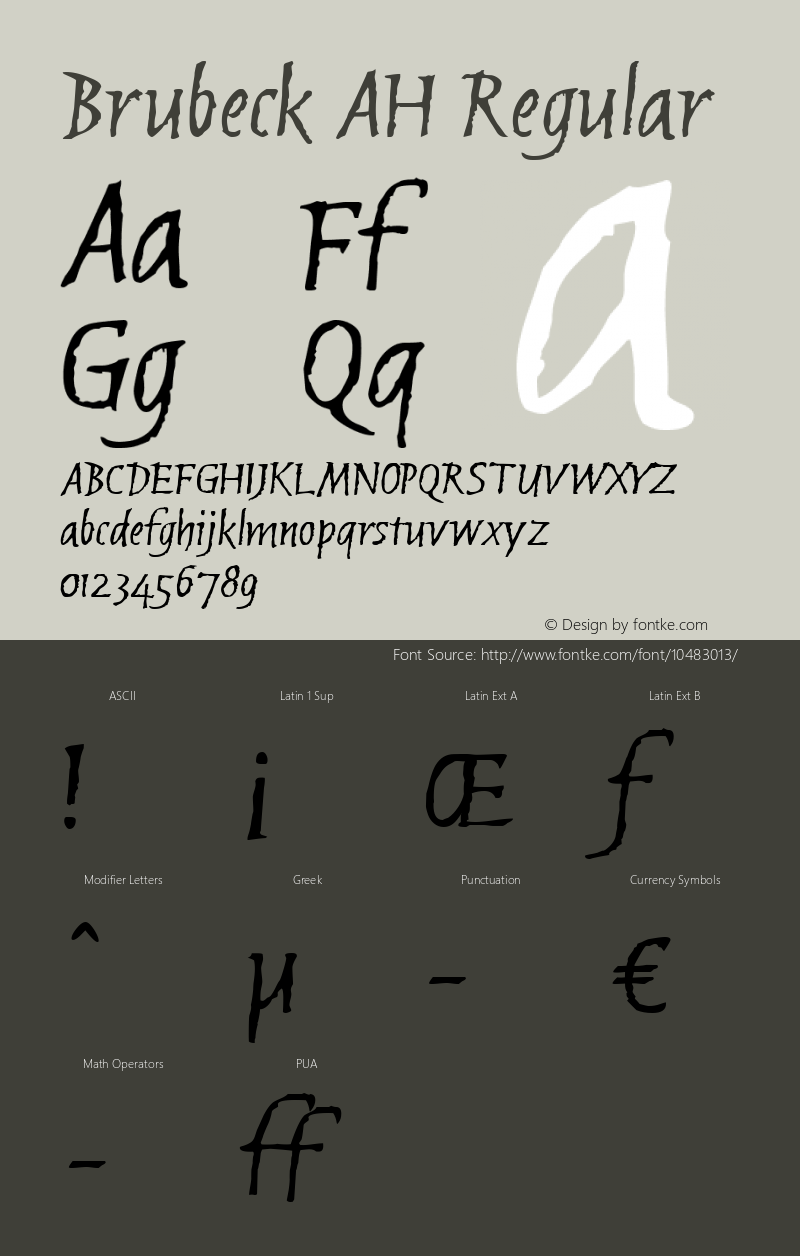 Brubeck AH Regular 1.35 free Font Sample