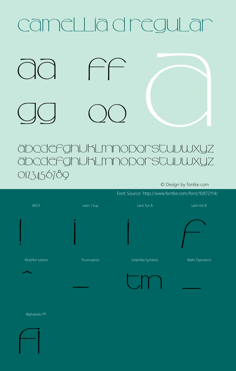 Camellia D Regular Version 001.005 Font Sample