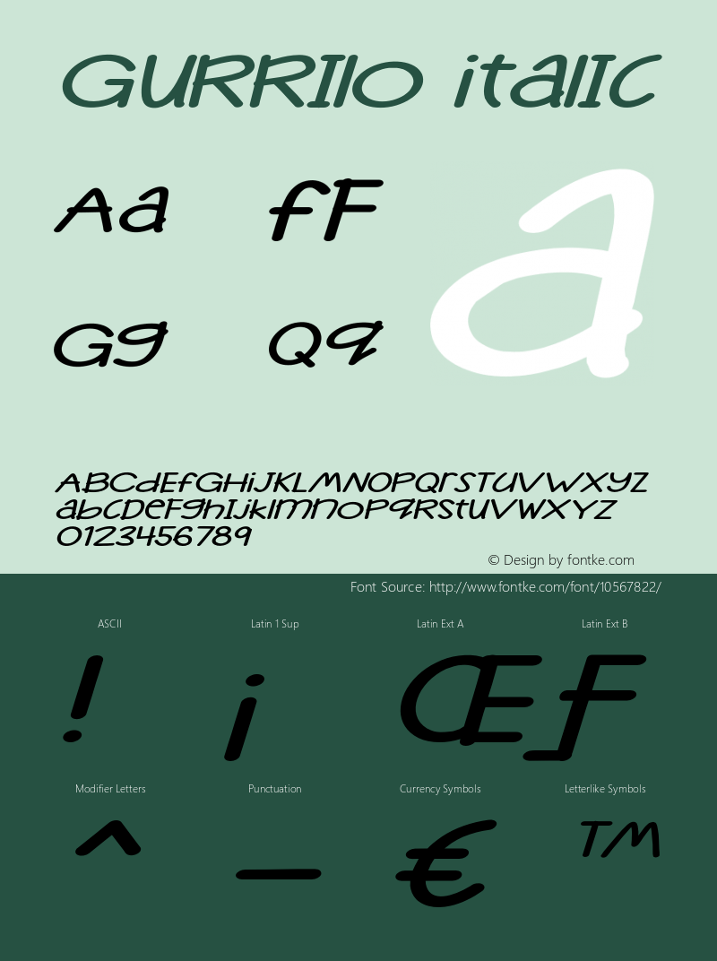 Gurrilo Italic Version 1.000 Font Sample