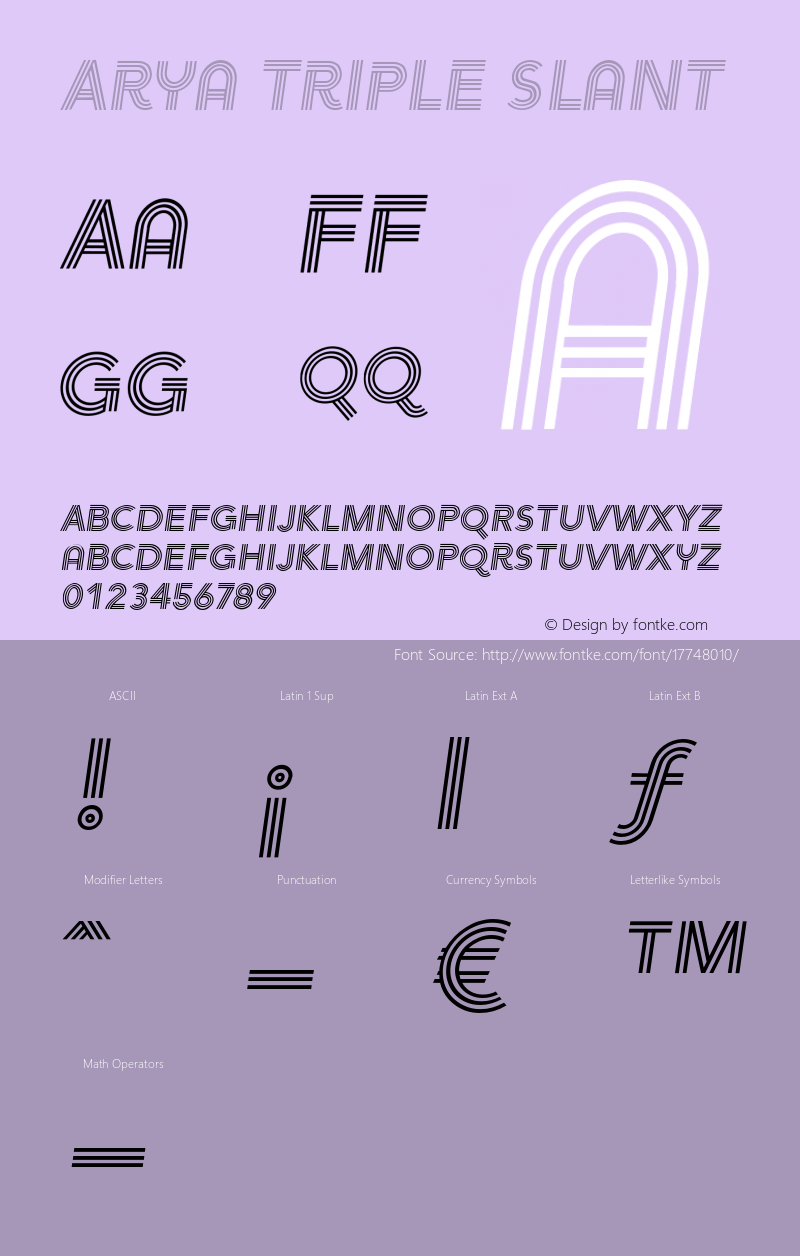 Arya Triple Slant Version 1.00 Font Sample