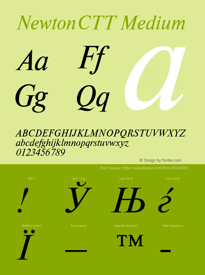 NewtonCTT Medium 001.000 Font Sample