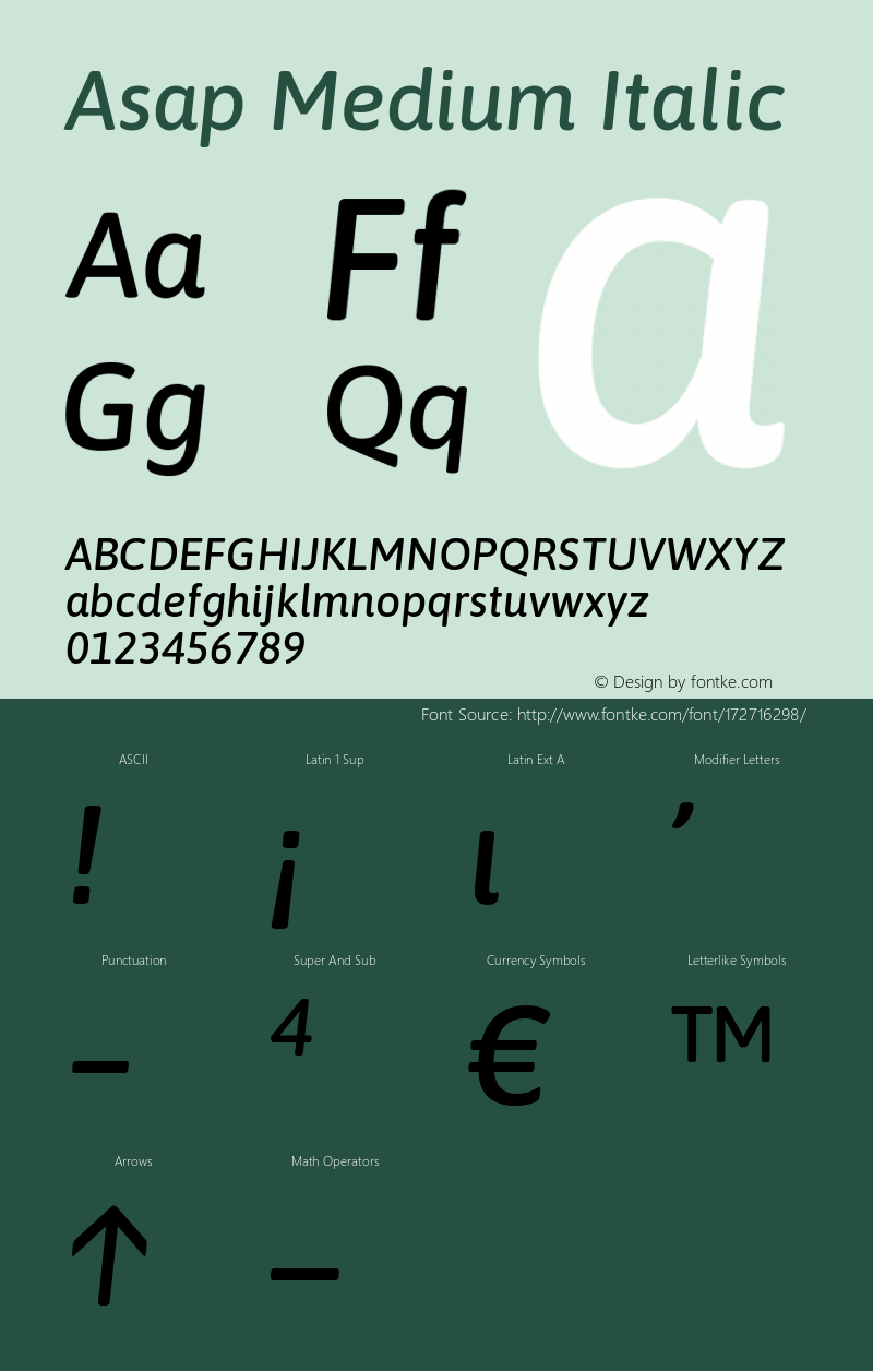 Asap Medium Italic Version 2.000; ttfautohint (v1.8)图片样张