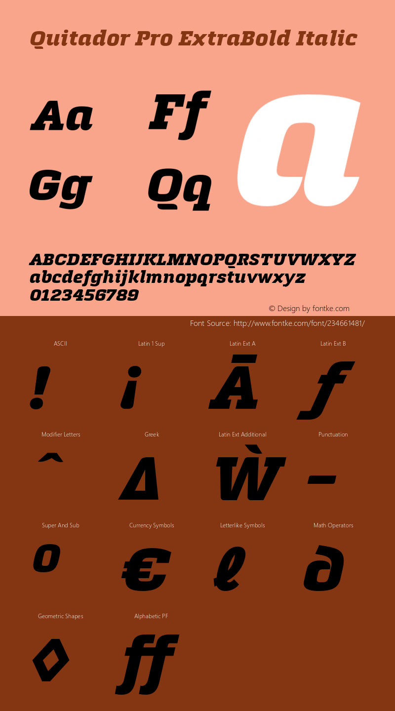 Quitador Pro ExtraBold Italic Version 1.00图片样张