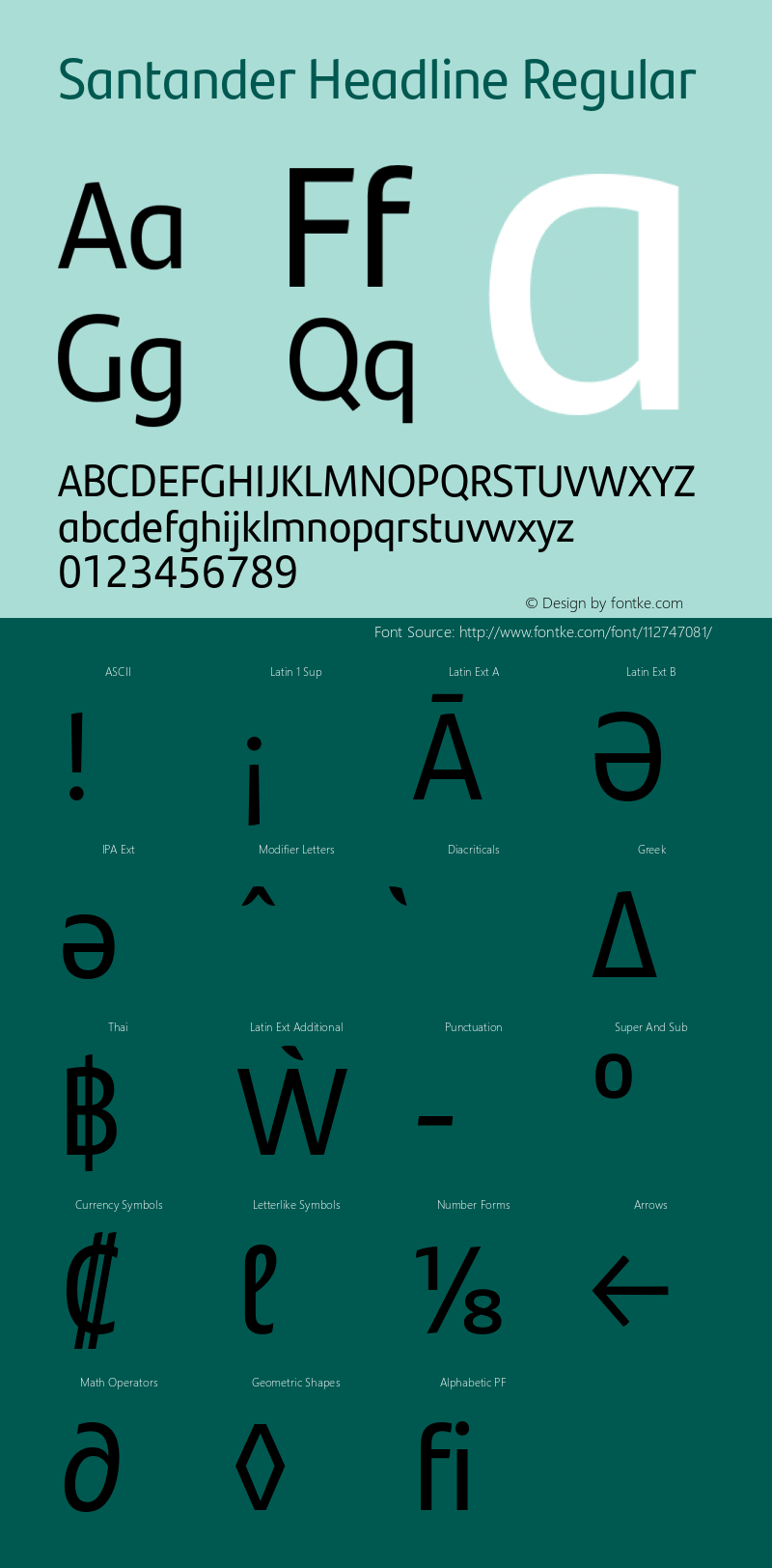 SantanderHeadline-Regular Version 1.000 | wf-rip DC20181015 Font Sample