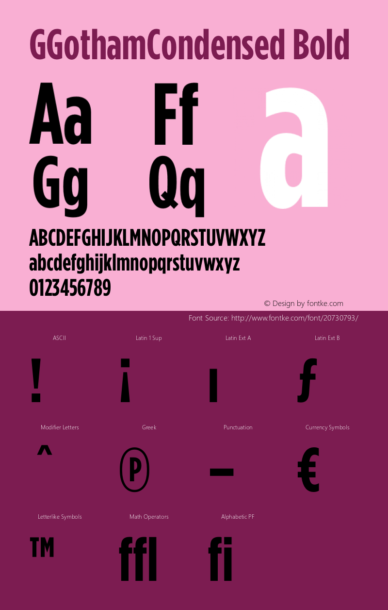 GGotham Condensed Bold Version 001.000 Font Sample