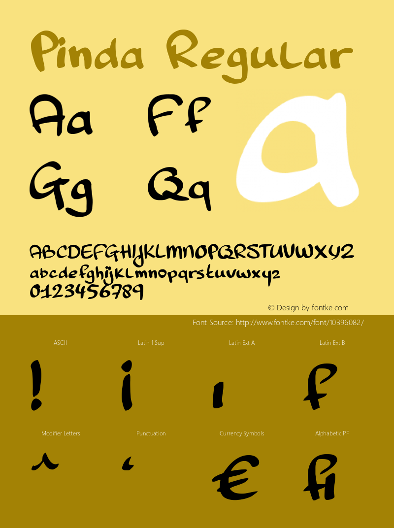 Pinda Regular Version 1.000 Font Sample