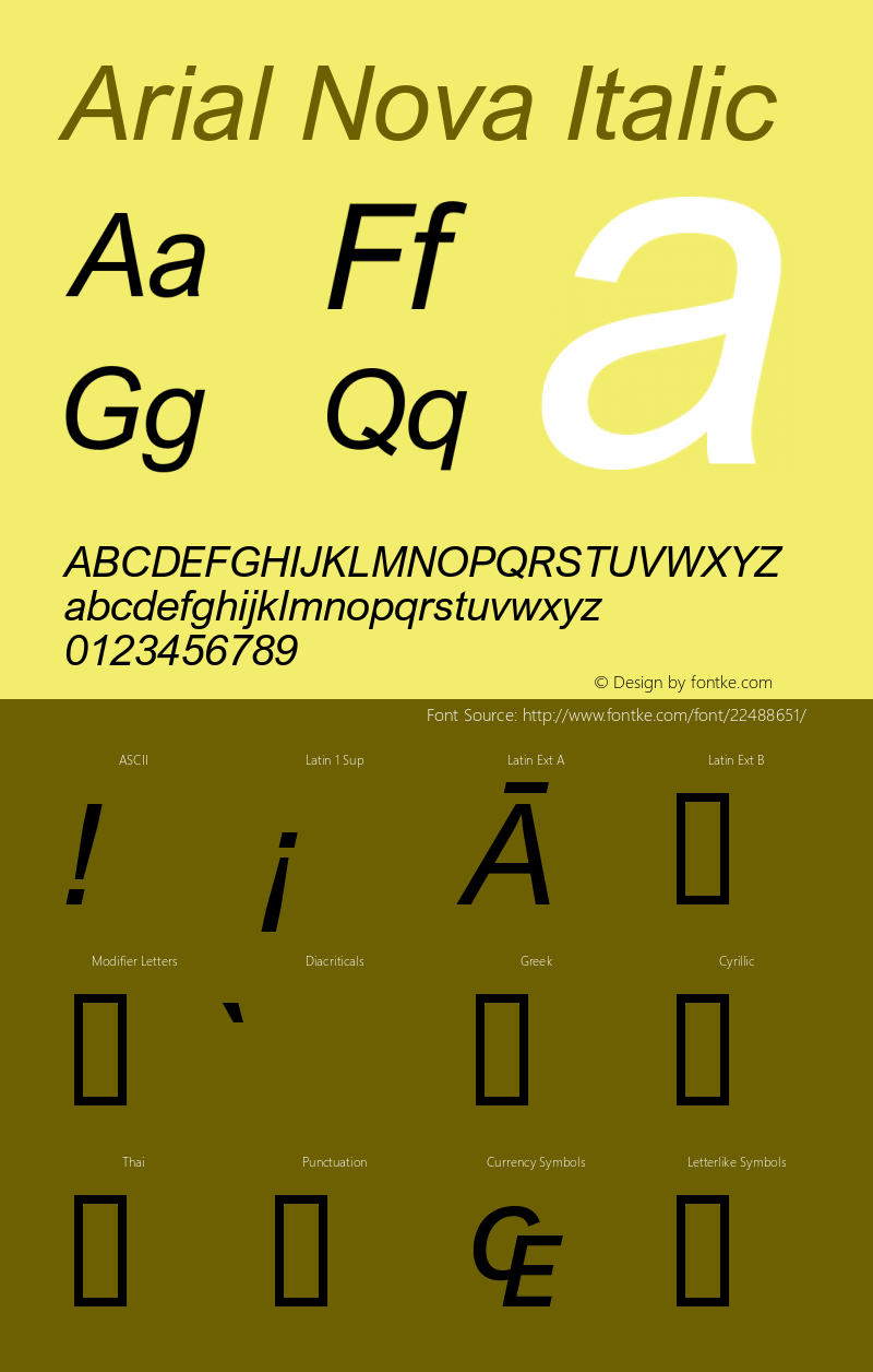 Arial Nova Italic Version 1.10m Font Sample