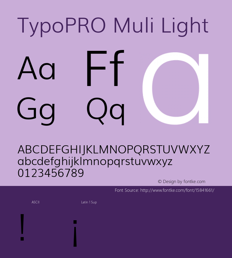 TypoPRO Muli Light Version 2; ttfautohint (v1.00rc1.6-4cba) -l 8 -r 50 -G 200 -x 0 -D latn -f none -w G Font Sample