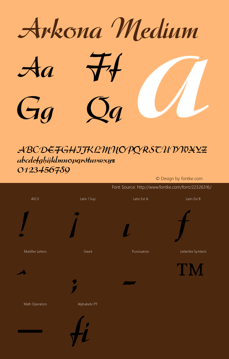 Arkona Medium Version 001.000 Font Sample