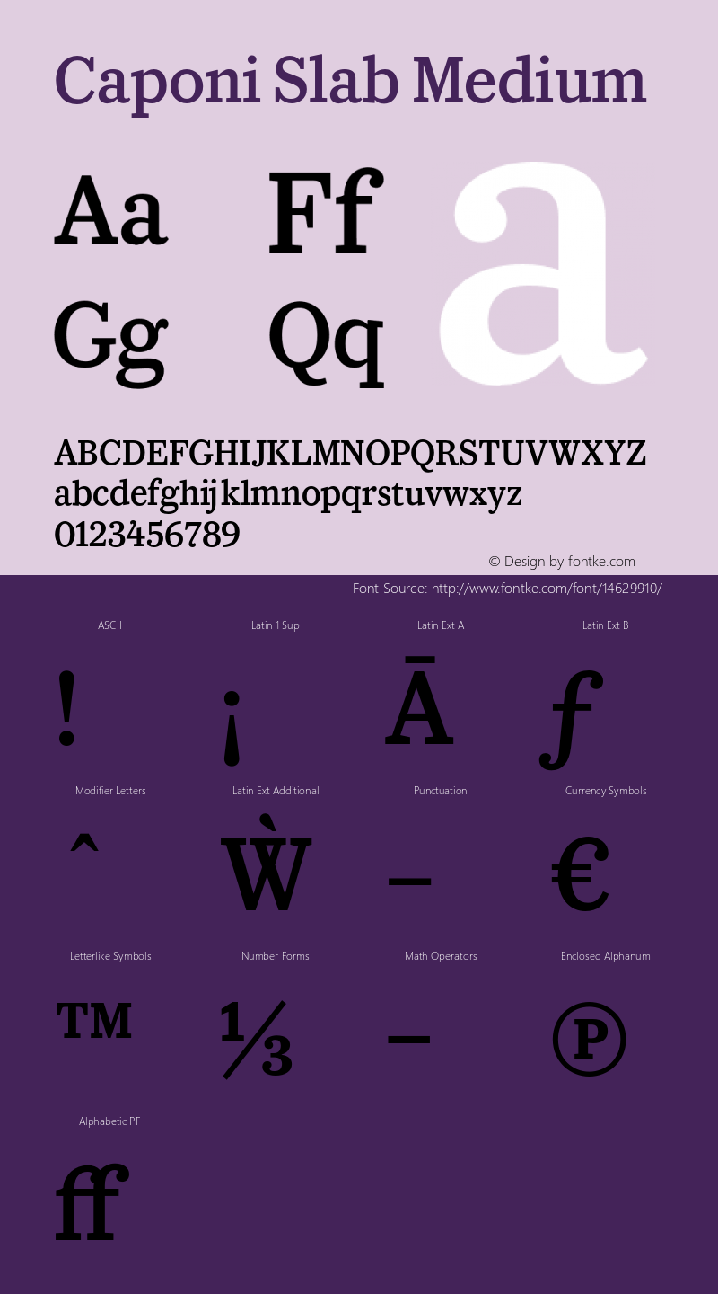 Caponi Slab Medium Version 1.100 Font Sample