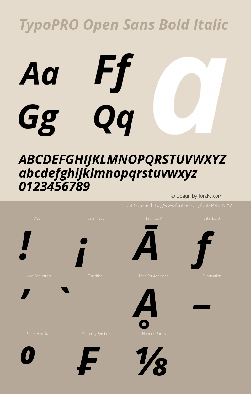 TypoPRO Open Sans Bold Italic Version 1.10 Font Sample
