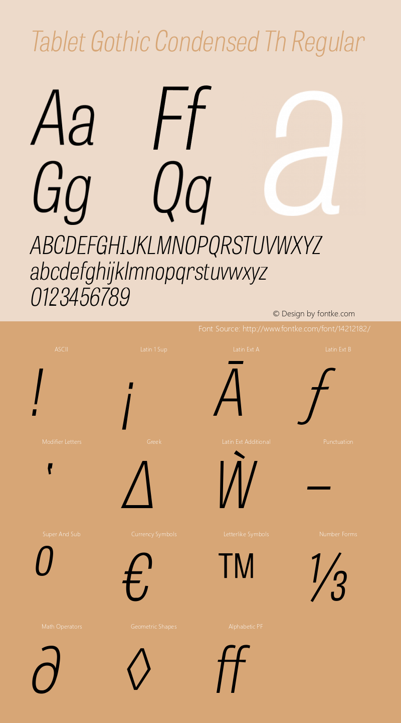 Tablet Gothic Condensed Th Regular Version 1.000 Font Sample