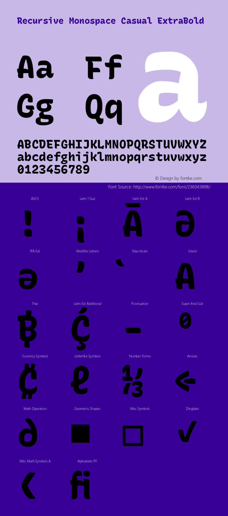 Recursive Monospace Casual ExtraBold Version 1.085图片样张