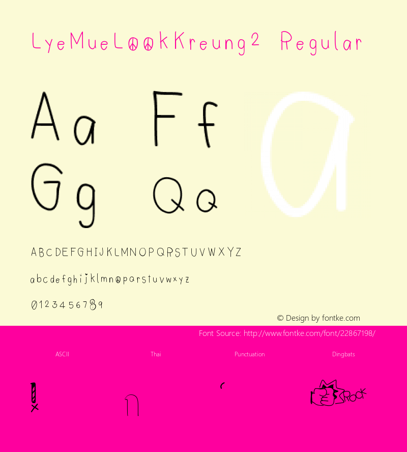 LyeMueLookKreung2 Version 001.000 Font Sample