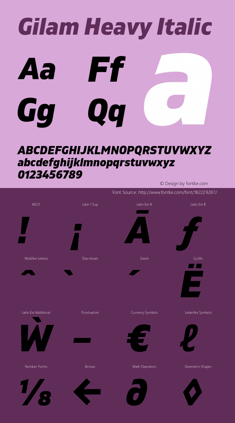 Gilam Heavy Italic Version 1.000;PS 001.000;hotconv 1.0.88;makeotf.lib2.5.64775图片样张