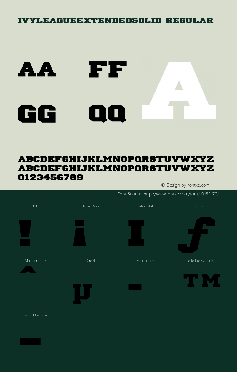 IvyLeagueExtendedSolid Regular Rev. 003.000 Font Sample